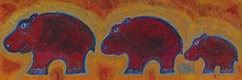 Framed Famille Hippopotame Rouges Print