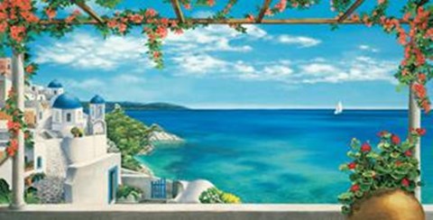 Framed Village in Greece Print