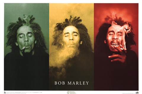 Framed Bob Marley - Smoke 3 Pics! Print