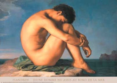 Framed Jeune Homme nu Assis au Boro de la Mer Print