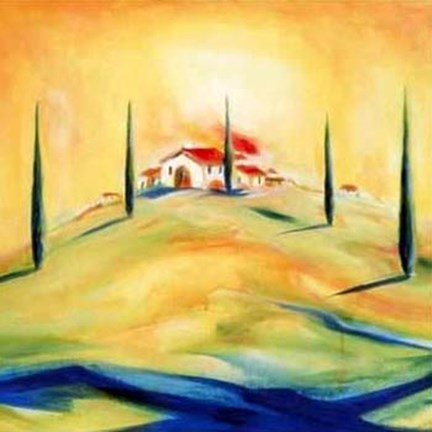 Framed Tuscan Landscape (center) Print