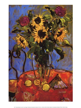 Framed Protea Sunflower and Lemon Print