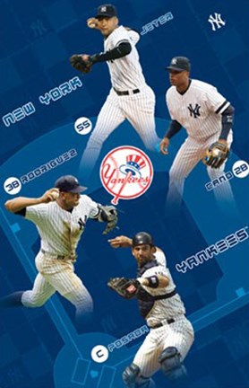 Framed Yankees - A-Rod, Jeter, Posada, Cano Print