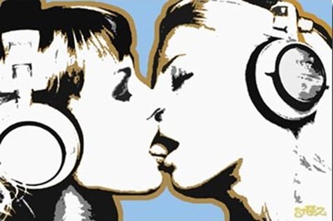 Framed Girls Kissing Print