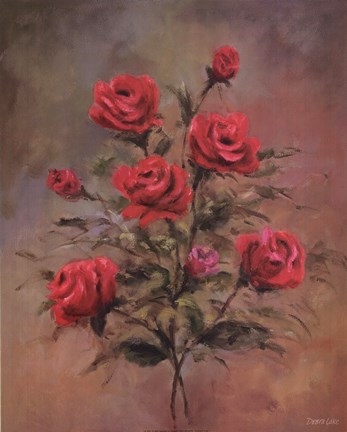 Framed Spray of Red Roses Print
