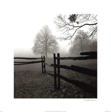 Framed Fence in the Mist Print