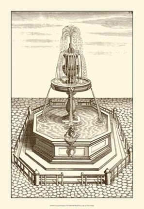 Framed Courtyard Fountain VI Print