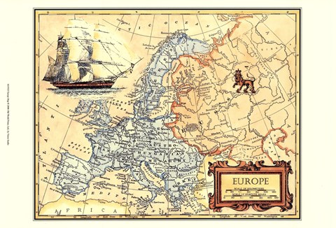Framed Europe Map Print
