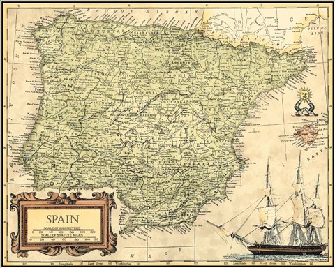 Framed Spain Map Print