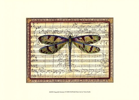 Framed Dragonfly Harmony I Print