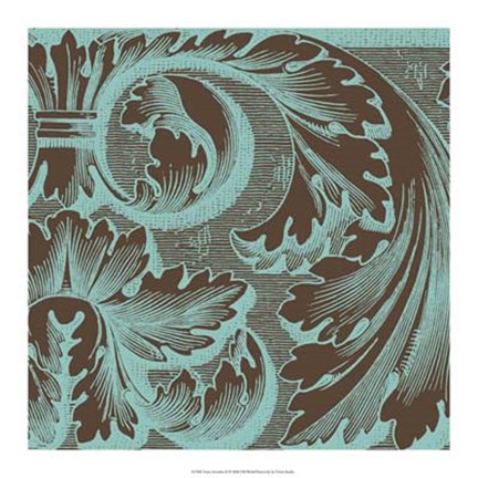 Framed Azure Acanthus II Print