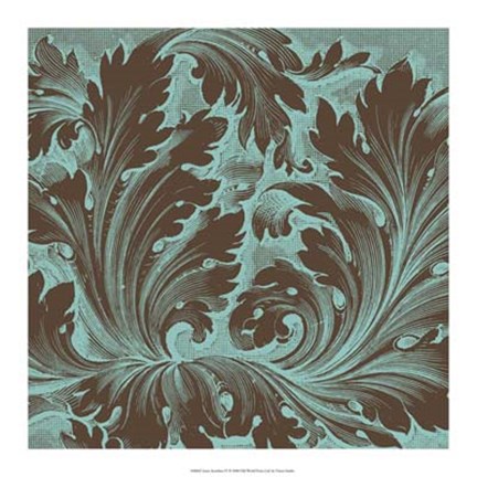 Framed Azure Acanthus IV Print