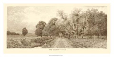 Framed Country Road Sepia Print