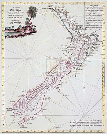Framed Map Of New Zealand, 1778 Print