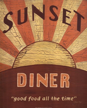 Framed Sunset Diner Print