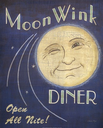 Framed Moon Wink Diner Print