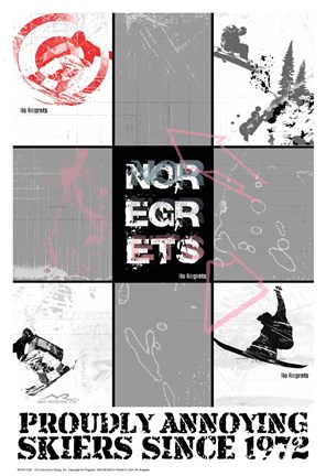 Framed NO REGRETS - SNOW BOARDER Print