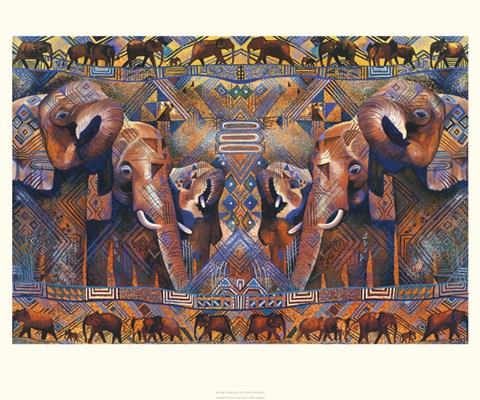 Framed African Elephants Print