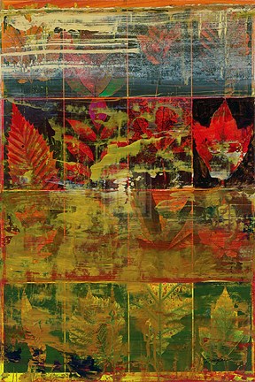 Framed Leaves In A Row I Print