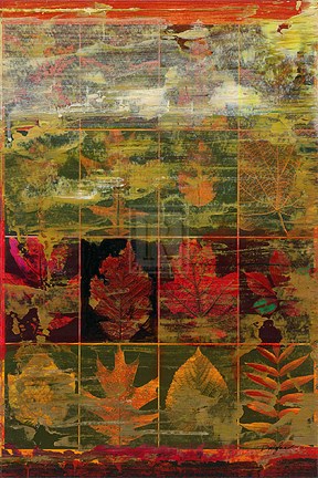 Framed Leaves In A Row III Print