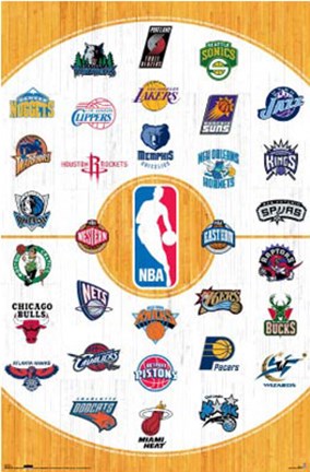 Framed NBA Logos - 2007 Print