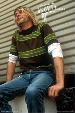 Framed Kurt Cobain - Stripes Print