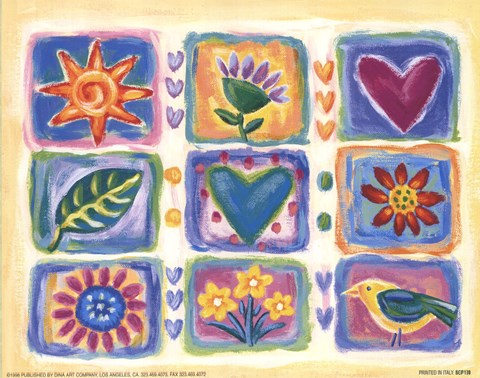 Framed Hearts and Flowers III Print