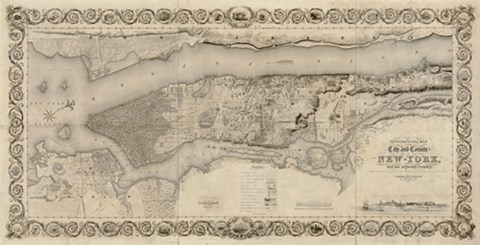 Framed City and Country of New York, 1836 Print