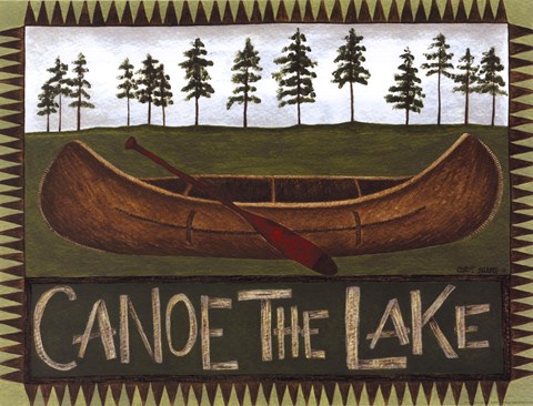 Framed Canoe On The Lake Print