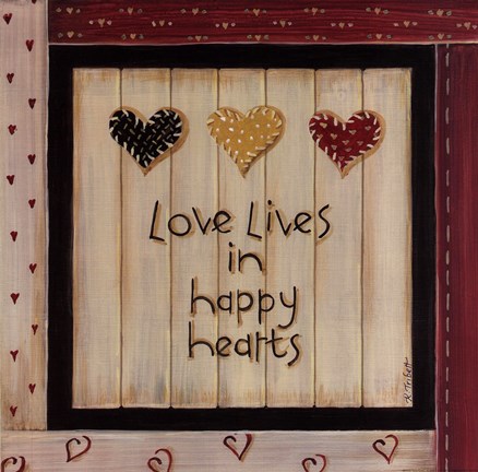Framed Love Lives In Happy Hearts Print