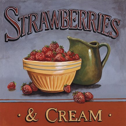 Framed Strawberries &amp; Cream - mini Print