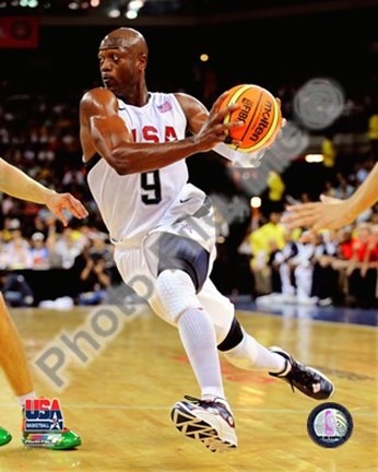 Framed Dwyane Wade 2008 Team USA Action Print
