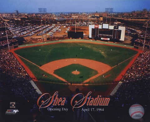 Framed Opening Day of Shea Stadium April 17, 1964 With Overlay Print