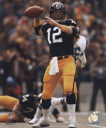 Framed Terry Bradshaw Passing Action Print