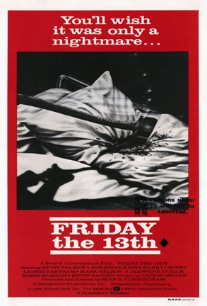 Framed Friday the 13th Black &amp; Red Print