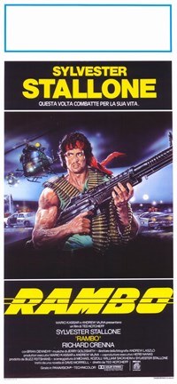 Framed Rambo: First Blood Stallone with Automatic Rifle Print