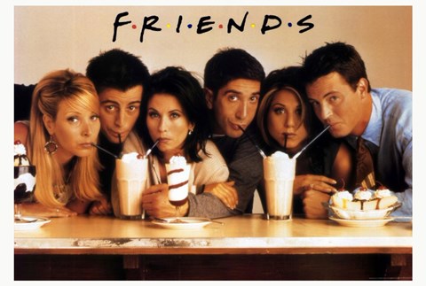 Framed Friends (TV) Cast Drinking Milkshakes Print
