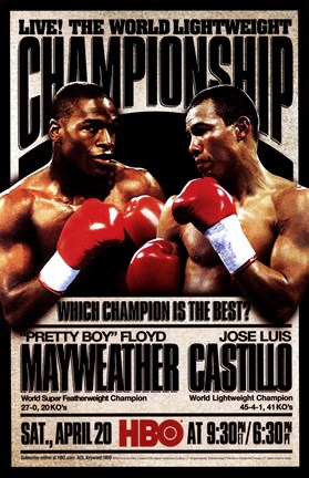Framed Pretty Boy Floyd Mayweather vs Jose Luis Castillo Print