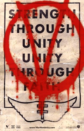Framed V for Vendetta Strength Through Unity Print