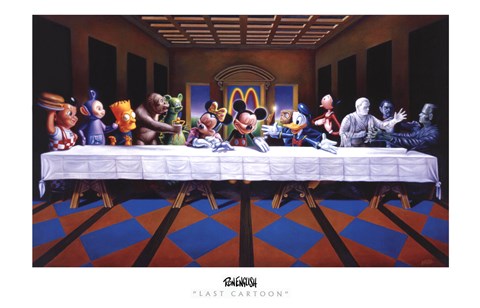 Framed Last Cartoon (last supper parody) Print