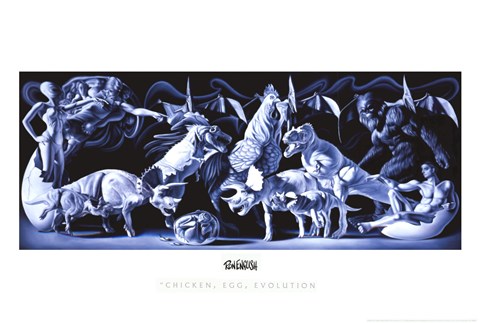 Framed Chicken, Egg, Evolution Print