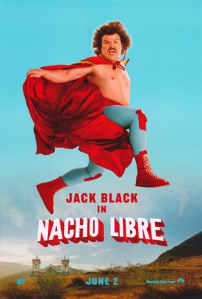 Framed Nacho Libre Jack Black Leaping Print