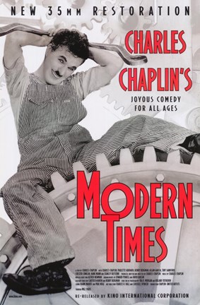 Framed Modern Times Chaplin Sitting on Gears Print