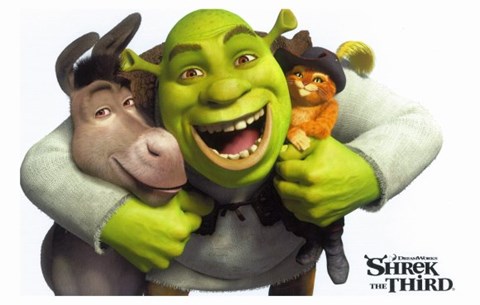 Framed Shrek the Third - Hugging Donkey &amp; Puss in Boots Print