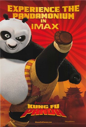 Framed Kung Fu Panda Kicking Print