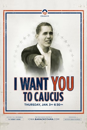 Framed Barack Obama -  (Iowa Caucus) Campaign Poster Print