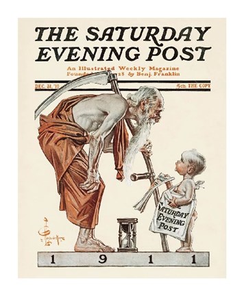 Framed New Year's Baby, 1911 - Father Time Print