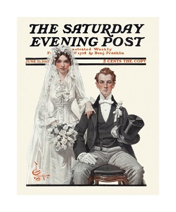 Framed Portrait of Bridal Couple, 1913 Print