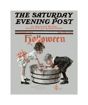 Framed Halloween, 1913 - Bobbing for Apples Print