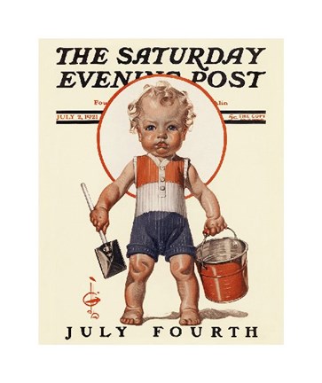 Framed July Fourth at the Beach, 1921 Print